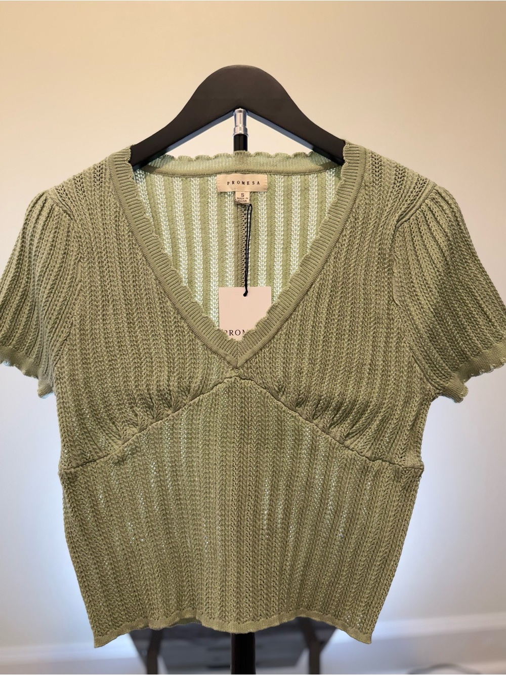 NEW Promesa Green V-Neck Knit Top - Small